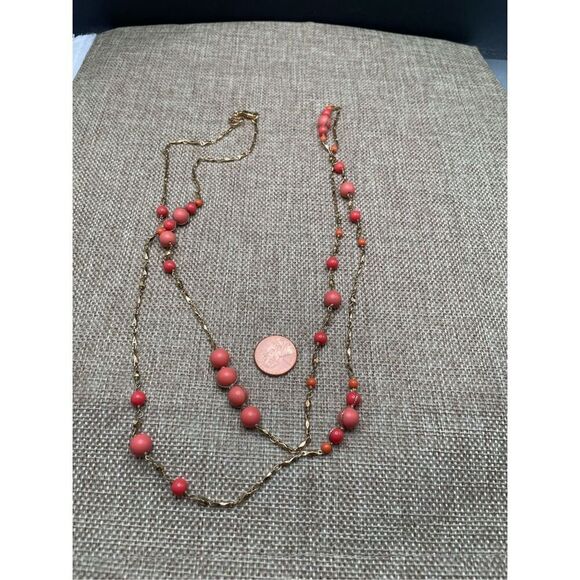 Stella and Dot Coral And Gold Long Necklace - Picture 6 of 9
